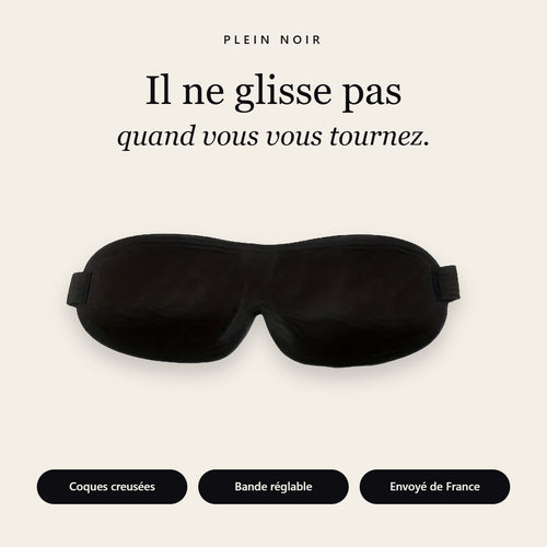 Masque de sommeil 3D Plein Noir qui ne glisse pas quand on dort sur le côté